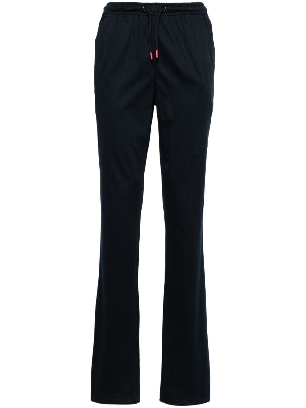 Kiton Drawstring-waist Straight-leg Trousers In Black
