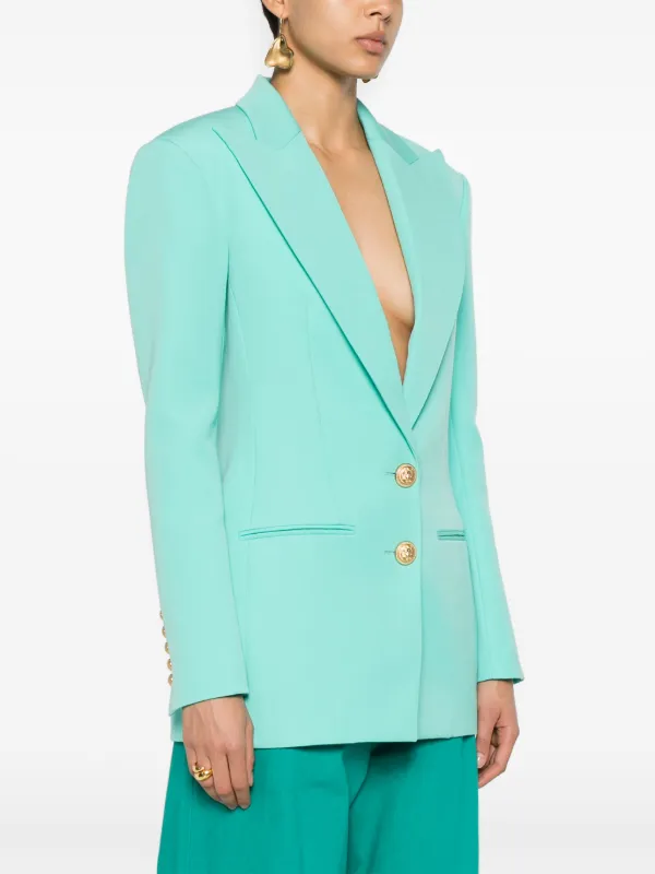 ジャケット BALMAIN Woman Jacket Blue CF1SK056KF88 SLJ Balmain Cropped Denim Jacket - Runway Catalog