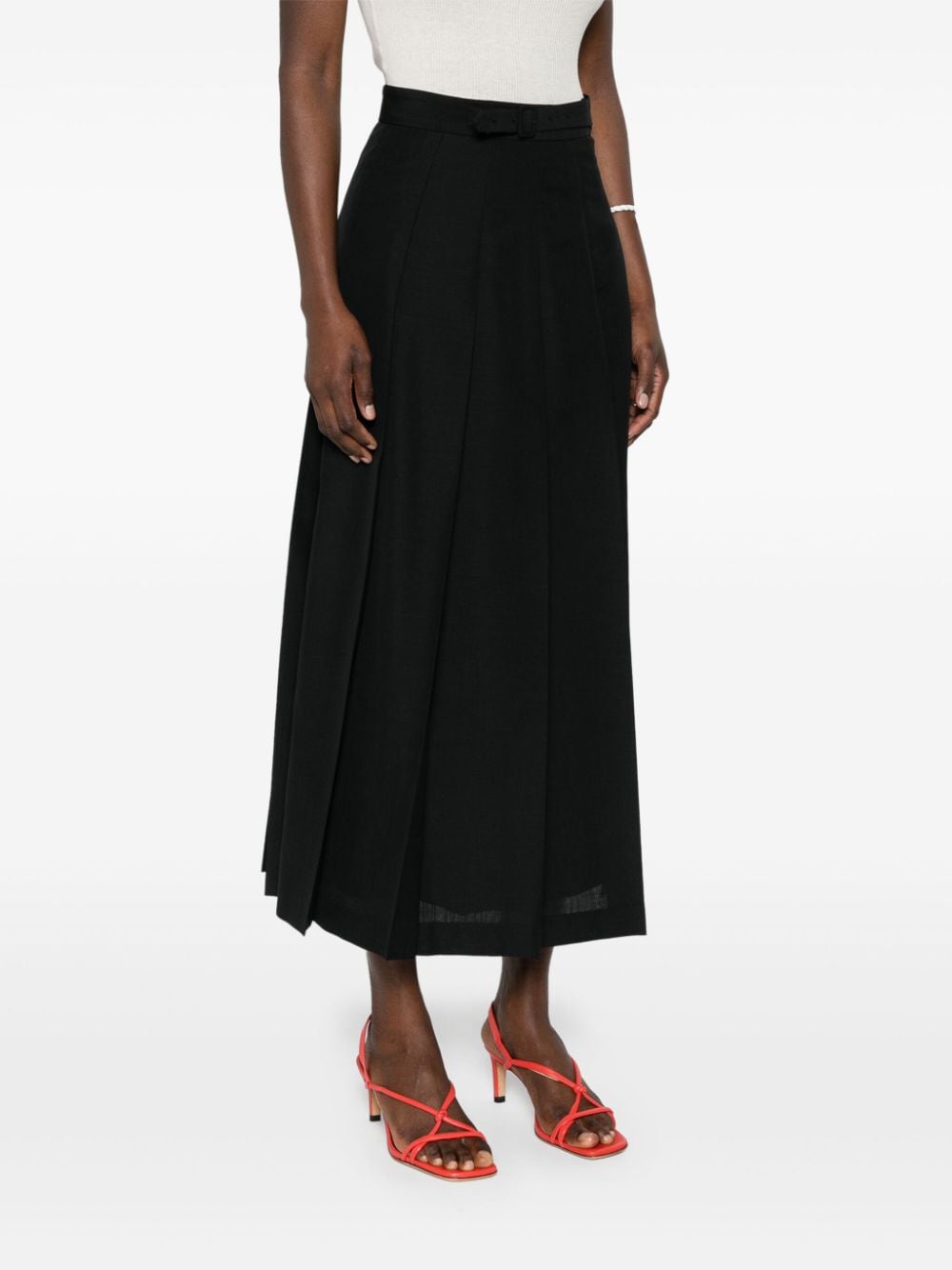 Shop Auralee Tropical Fully-pleated Maxi Skirt In Black