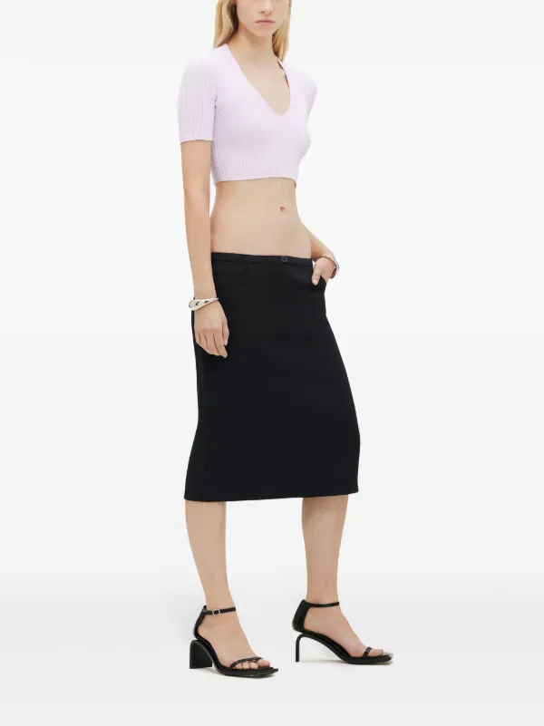 Courrèges Ribbed Knit V-neck Top | Pink | FARFETCH CA