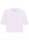 Courrèges ribbed knit V-neck top - Pink