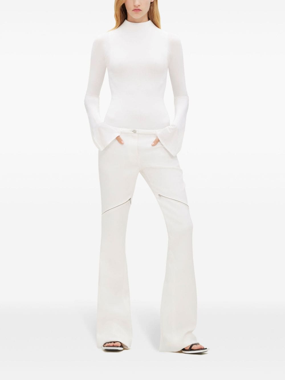 Courrèges Ellipse zipped twill trousers - Wit