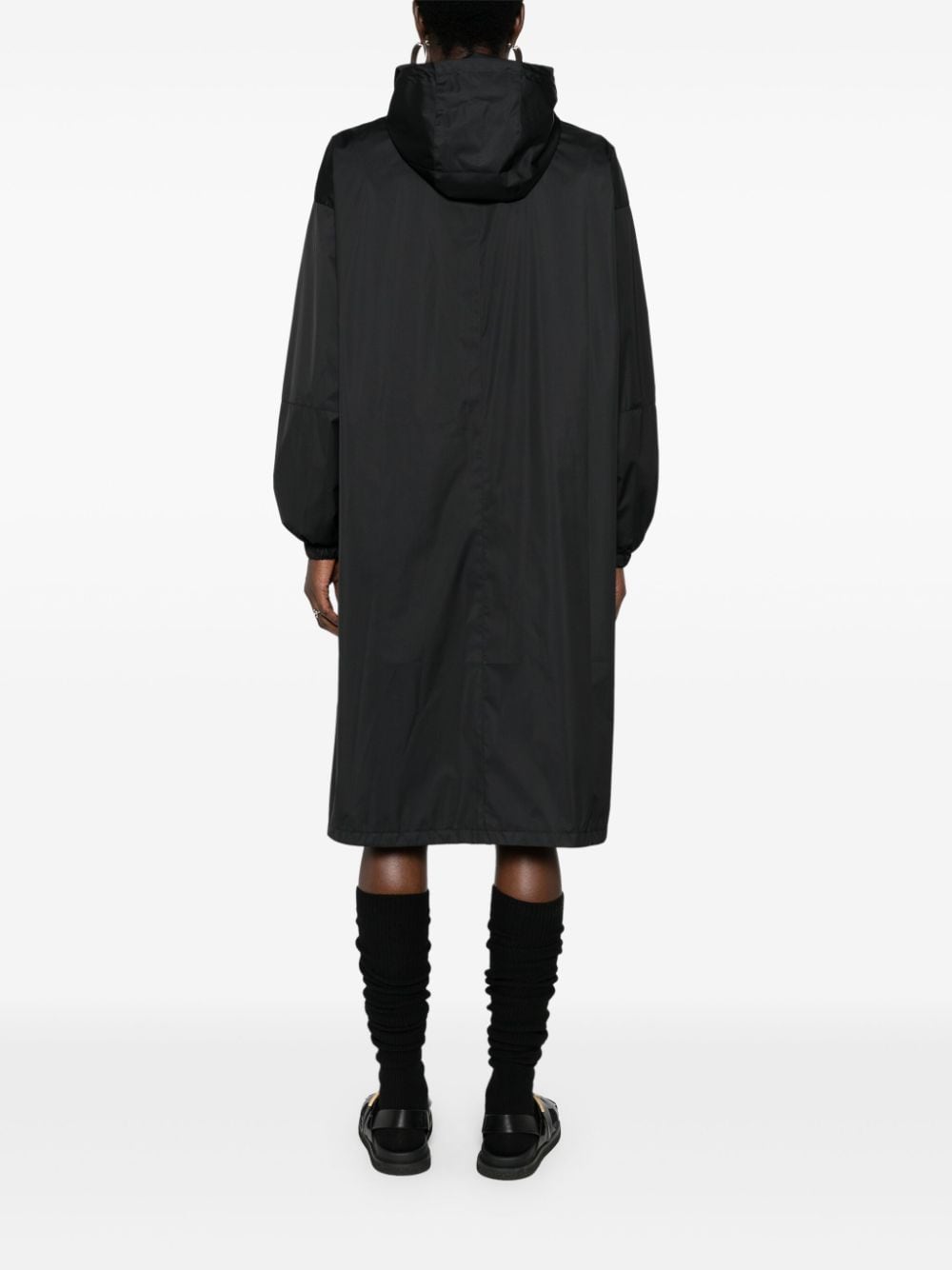 Shop Auralee Zip-up Hooded Raincoat In Black