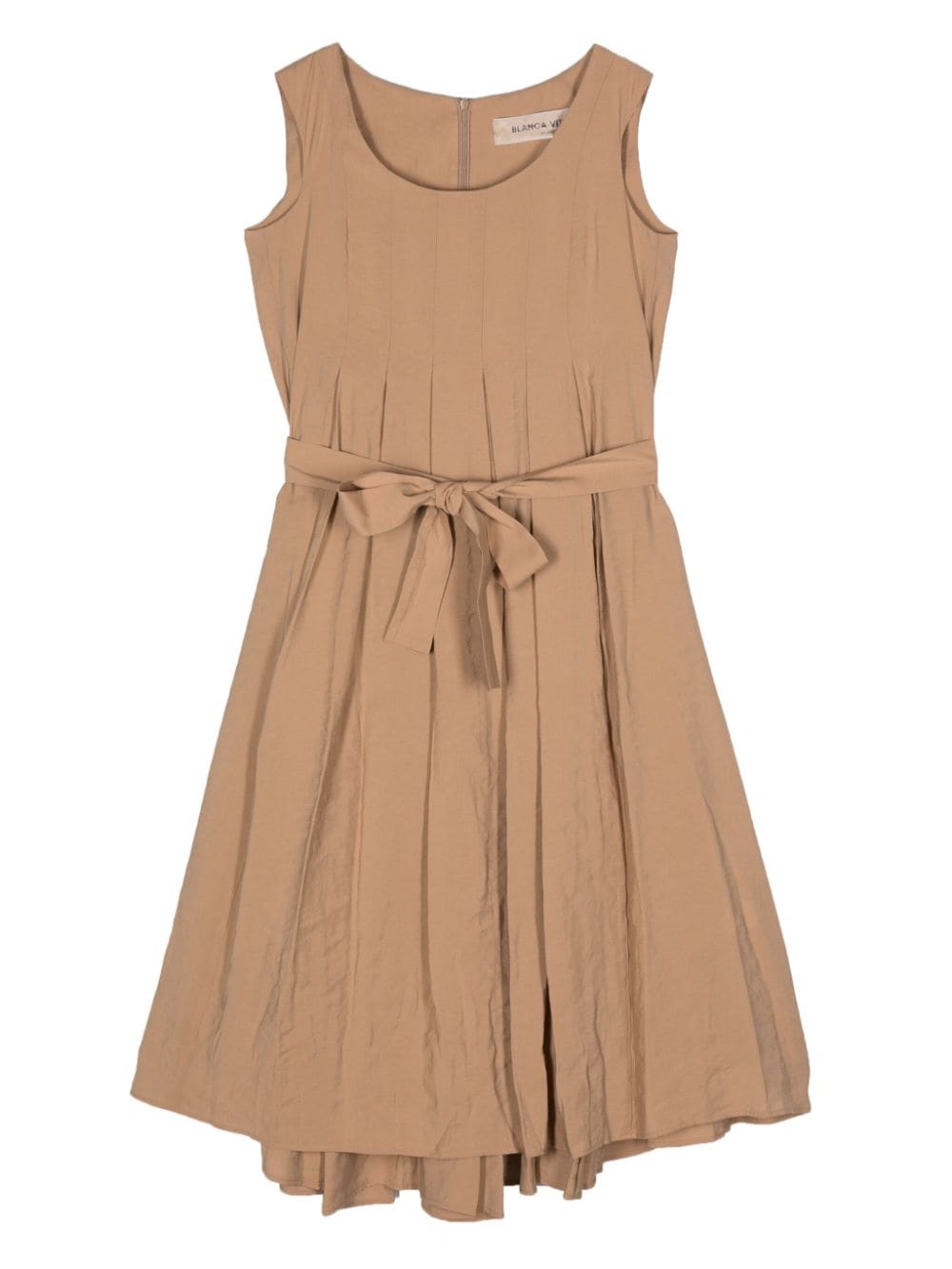 Blanca Vita Sleeveless Pleated Midi Dress In Brown