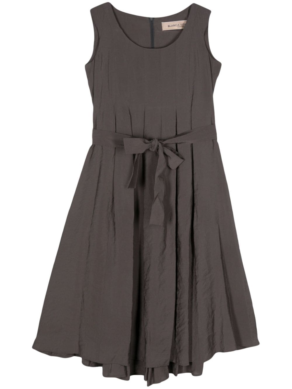 Blanca Vita Sleeveless Pleated Midi Dress In Gray