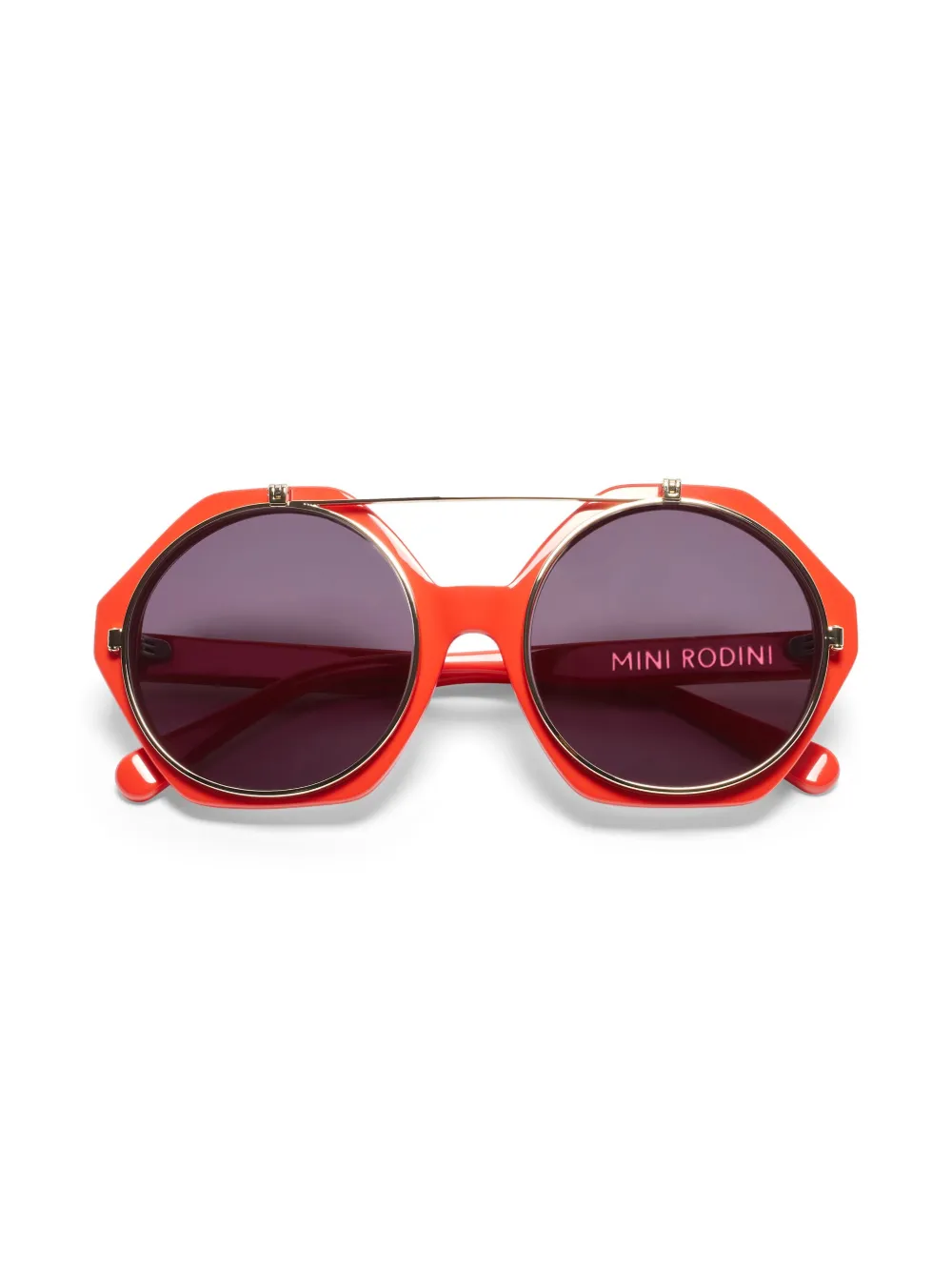 Mini Rodini Zonnebril met geometrisch montuur Rood