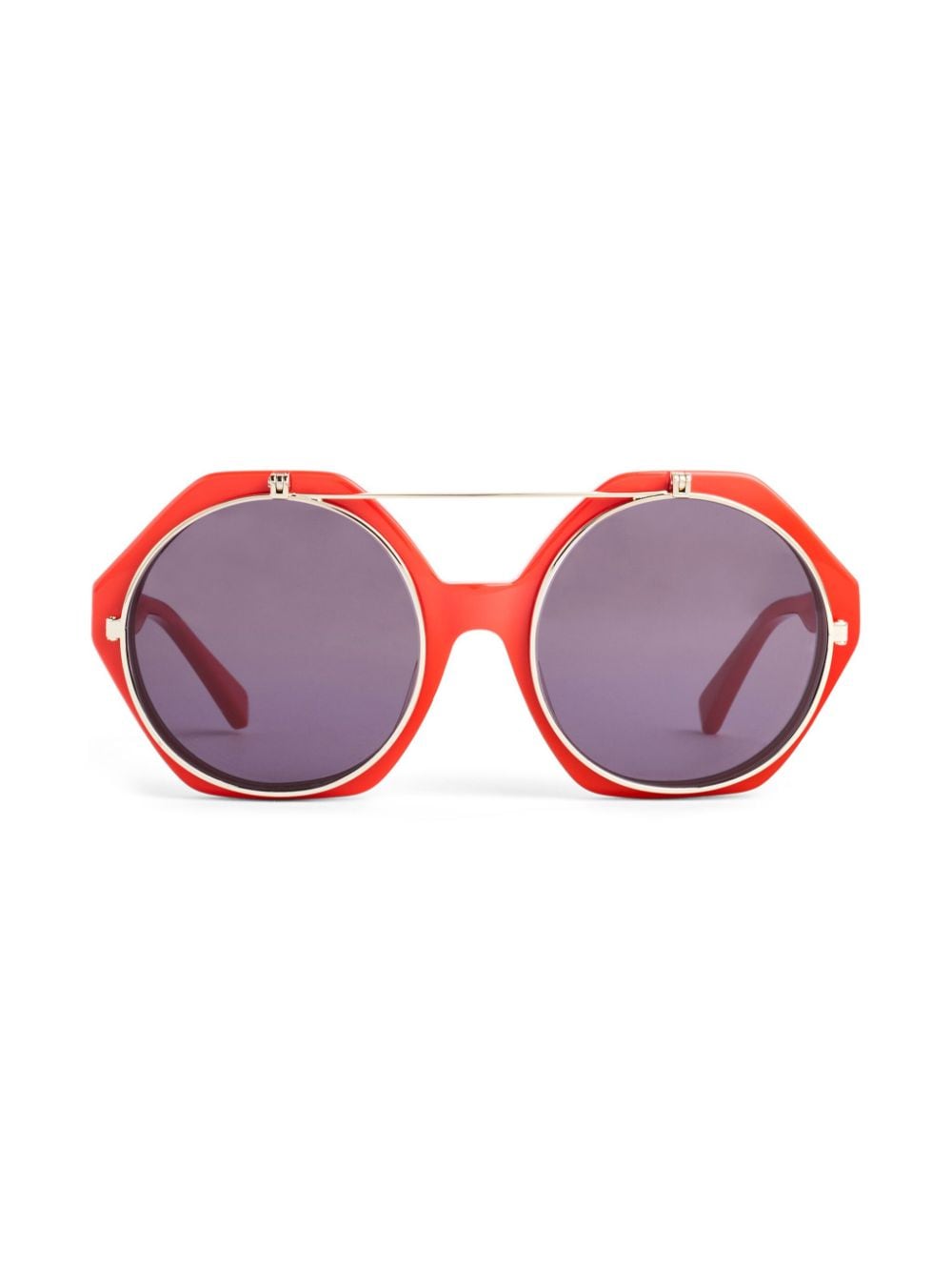 Mini Rodini Kids' Geometric-frame Flip-up Sunglasses In Red
