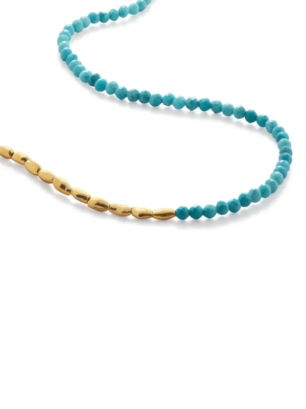 Monica Vinader Mini Nugget Beaded Turquoise Necklace | Blue