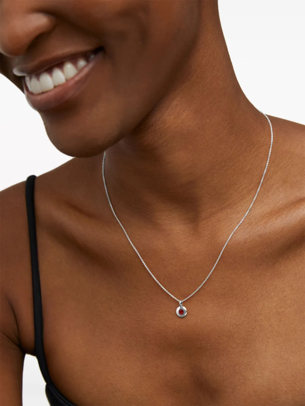 Monica Vinader Sterling Silver January Birthstone Chain Necklace Red Garnet In Silver