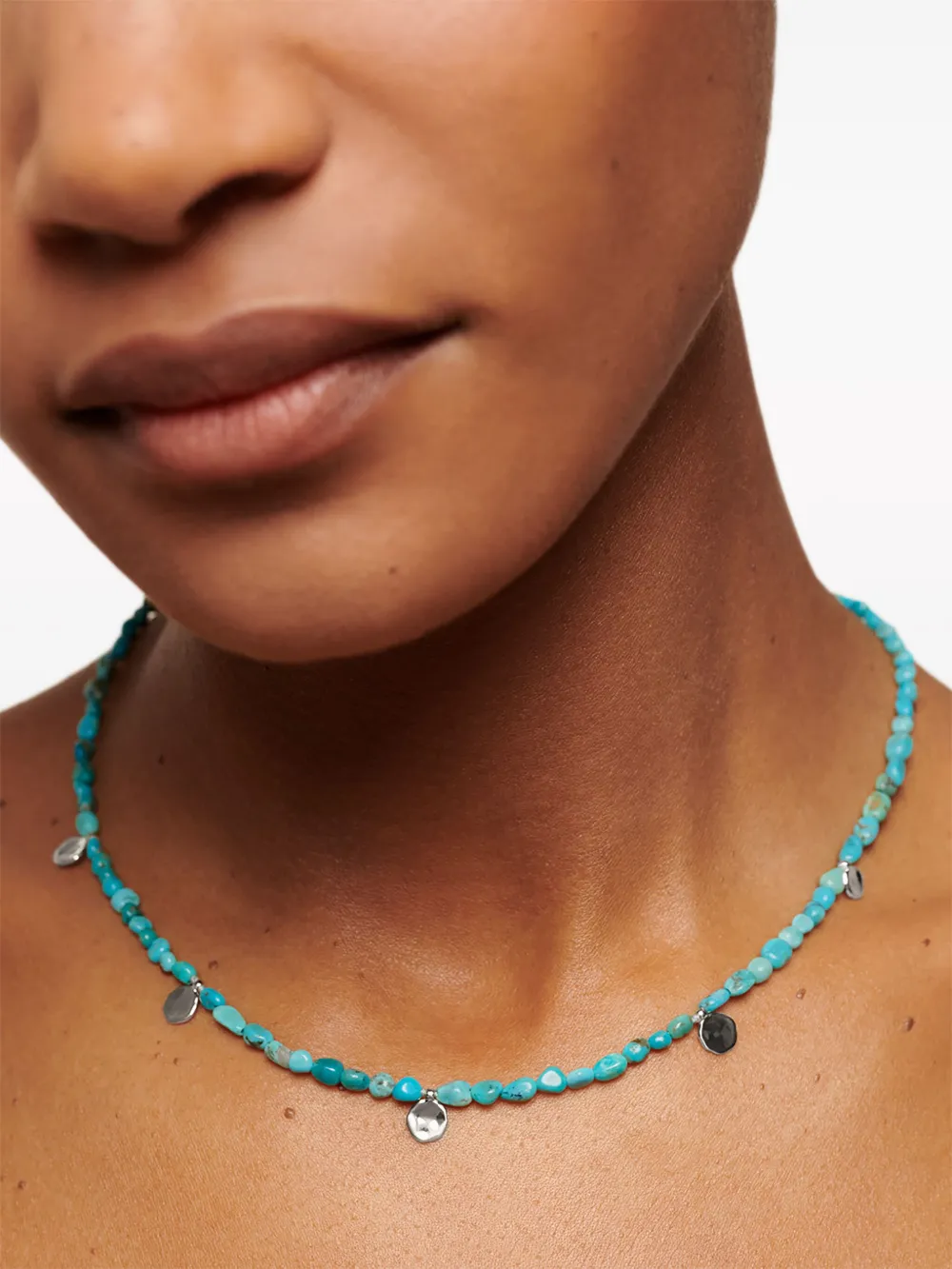 Monica Vinader Womens Sterling Silver Rio Nugget-charm Sterling-silver Beaded Necklace In Blue