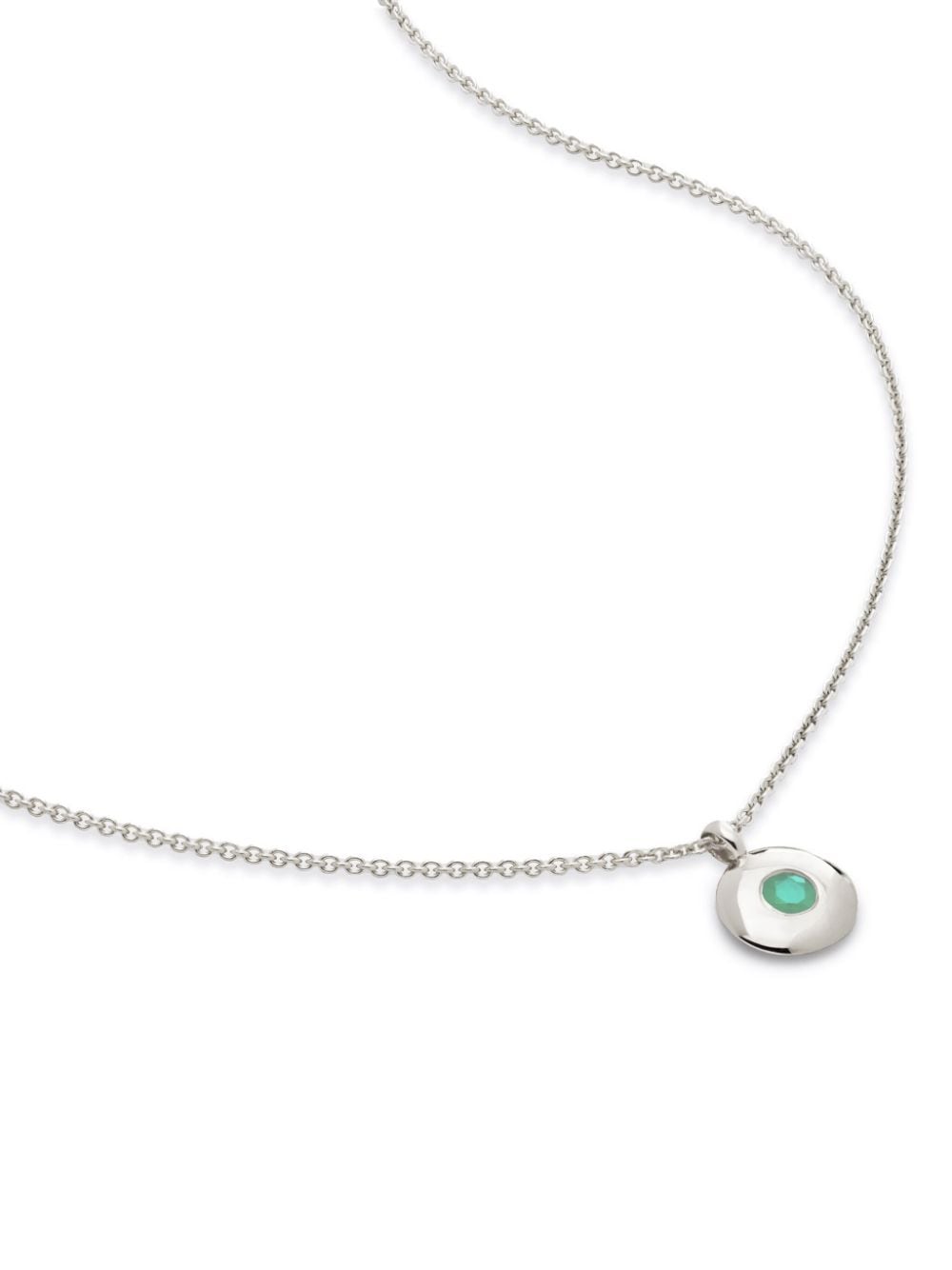Monica Vinader May Emerald Pendant Necklace In Silver