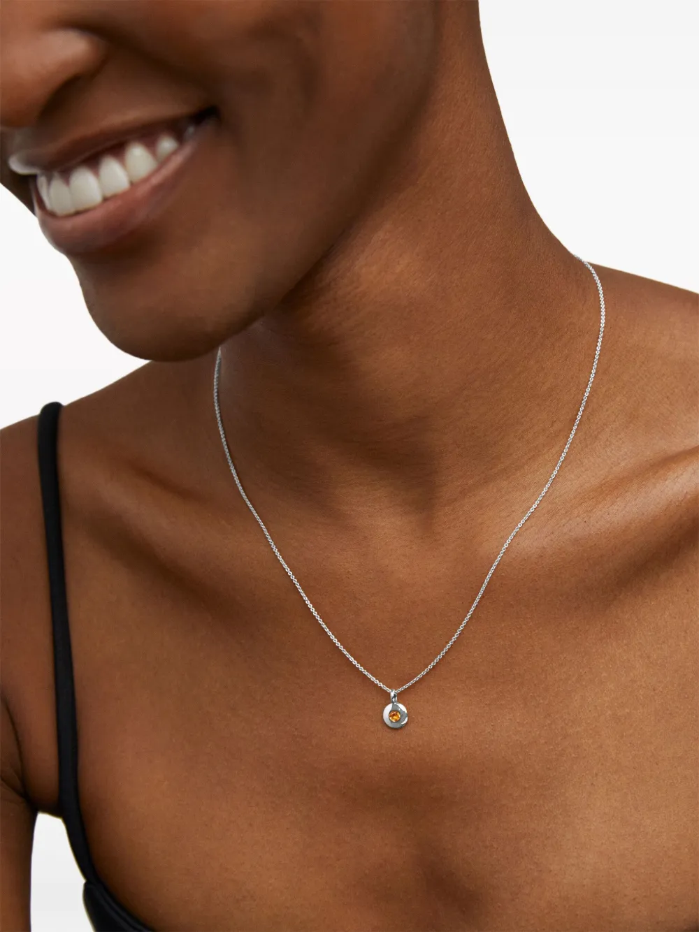 Monica Vinader Sterling Silver November Birthstone Chain Necklace Citrine In Silver