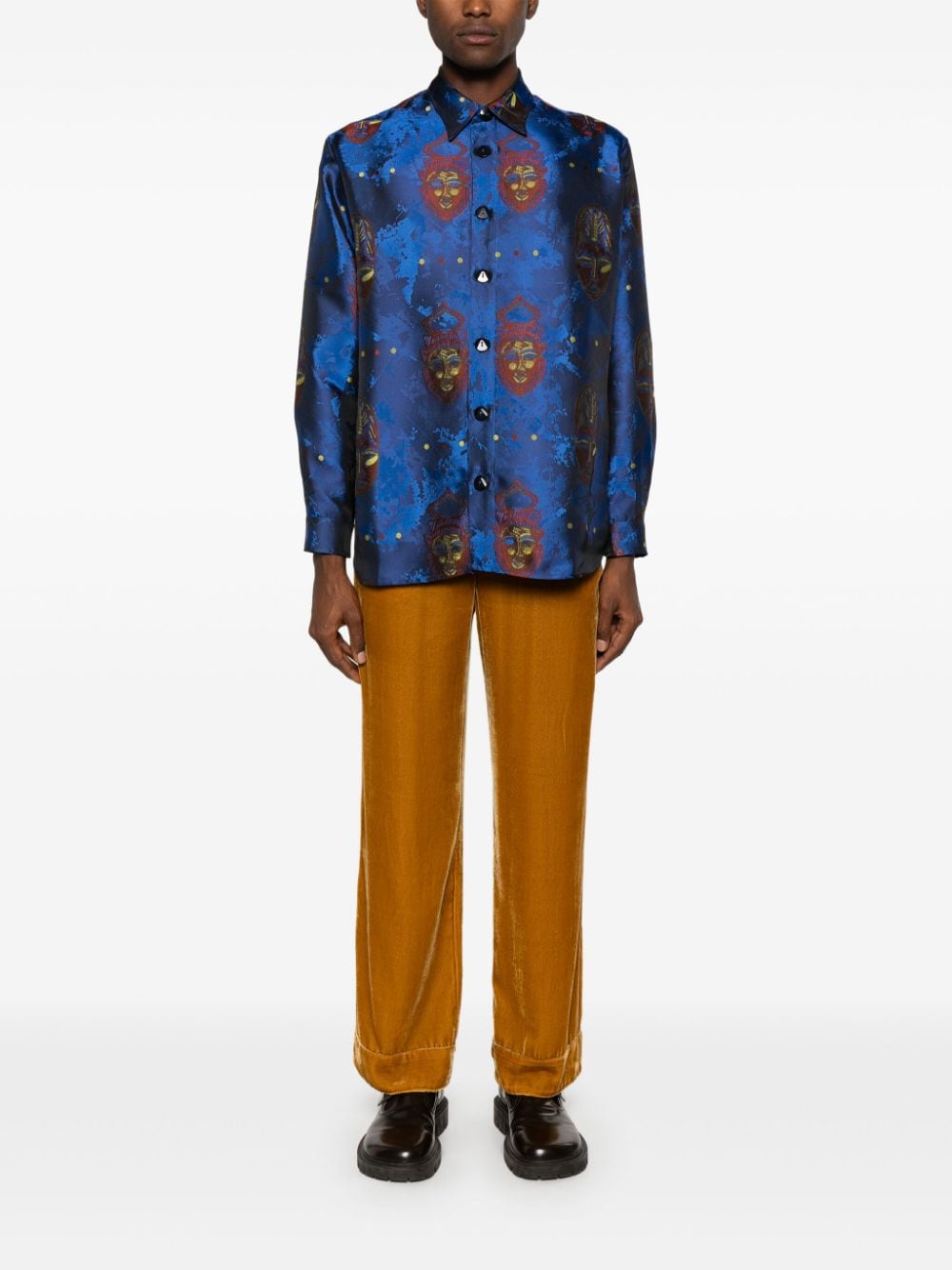 Shop Labrum London Patterned-jacquard Shirt In Blue