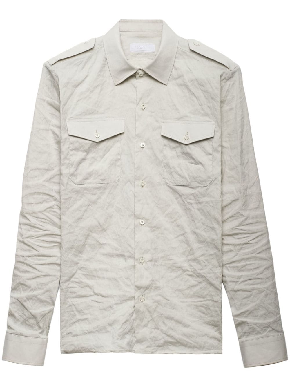 Shop Prada Triangle-logo Technical-cotton Shirt In White