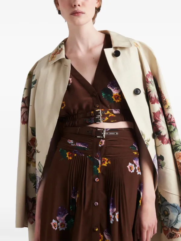 PRADA お洒落 コート 上品 フローラル柄 Single-breasted coat Prada floral-print single-breasted Coat | Neutrals | FARFETCH UK