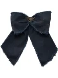 Prada logo-appliqué bow hair clip - Blue