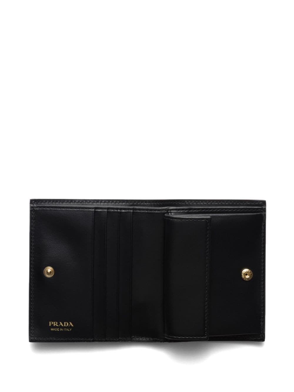 Shop Prada Small Floral-print Leather Wallet In Black