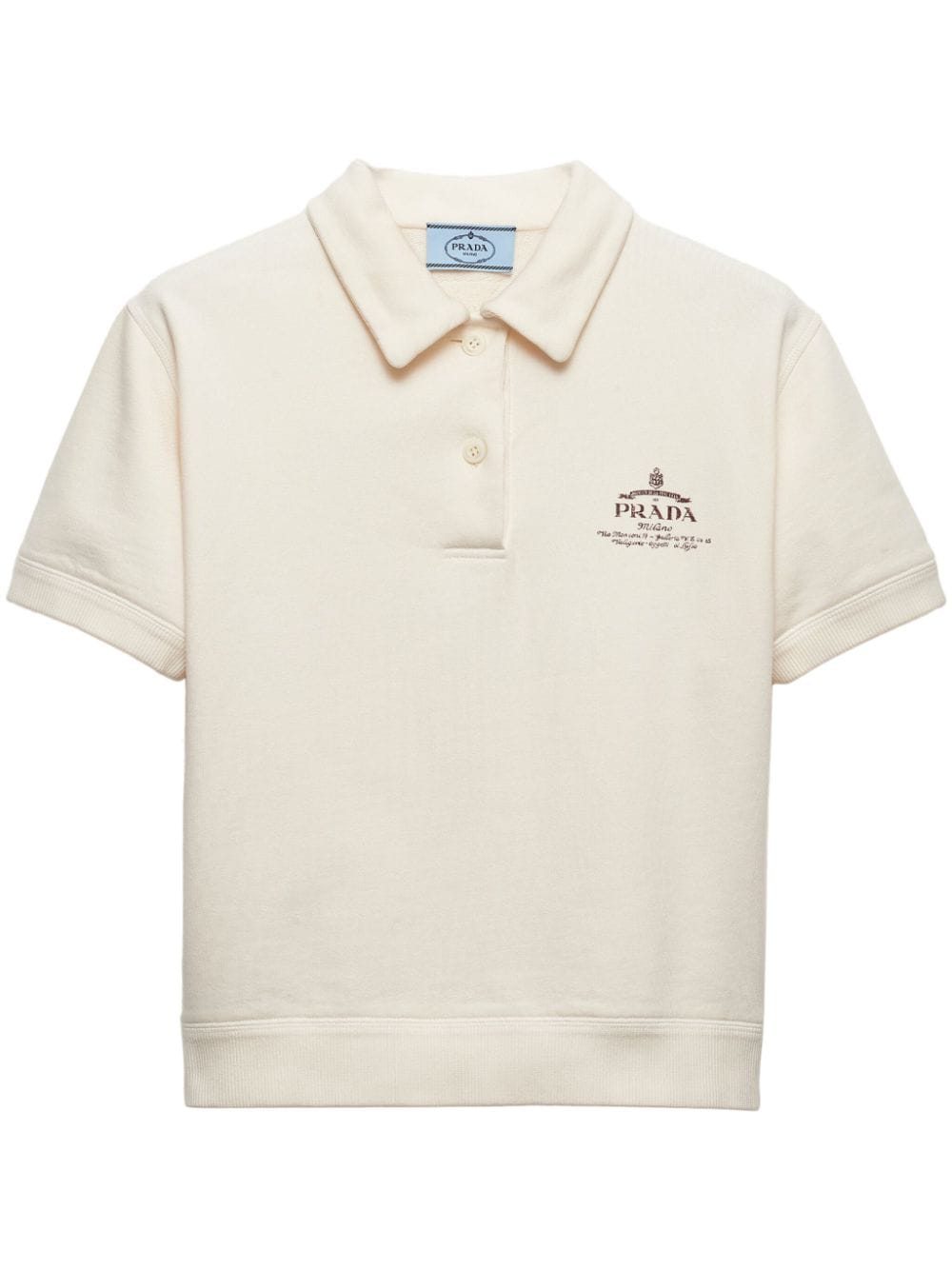Prada logo-print fleece polo shirt Beige