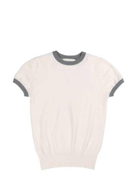 extreme cashmere contrast-trim fine-knit T-shirt