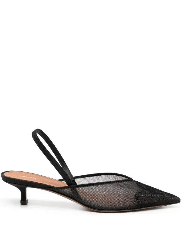 Neous 40mm Lace-detailing Slingback Pumps in Black
