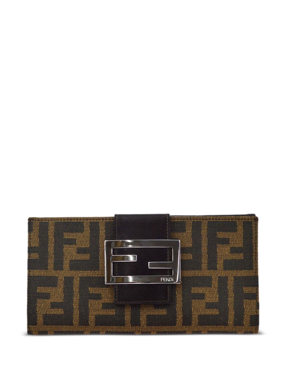 Pre-owned Fendi 1990-2000 Zucca Ff Plaque Bifold Wallet In Brown