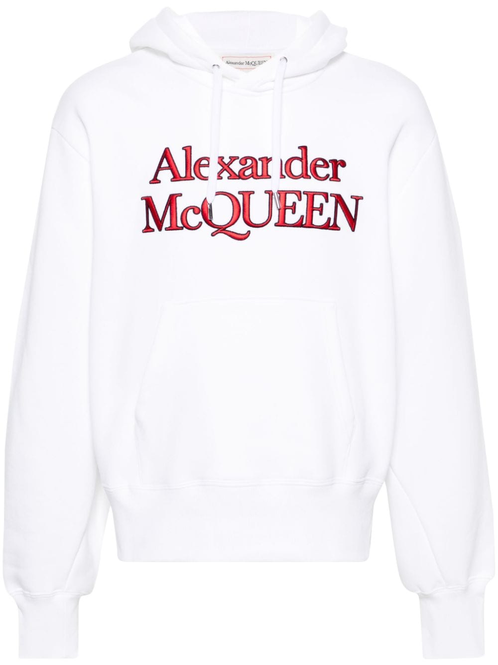 Alexander Mcqueen Logo-embroidered Cotton Hoodie In White
