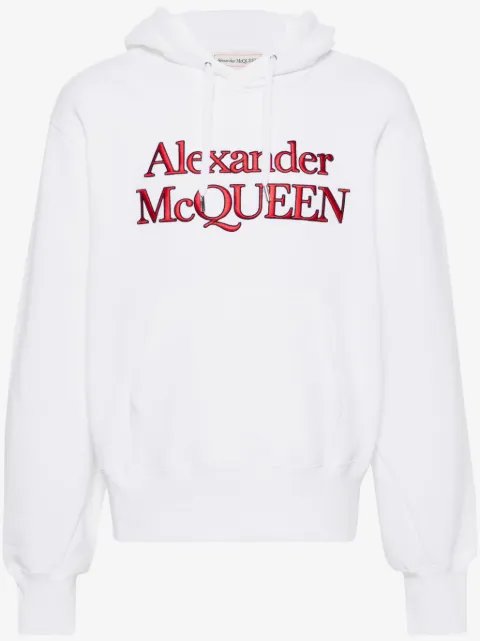 Alexander McQueen logo-embroidered cotton hoodie