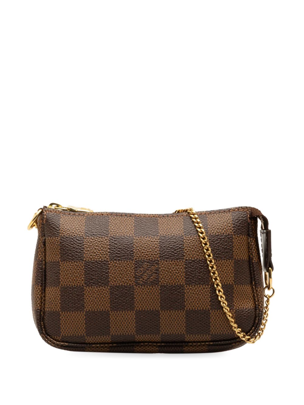 Pre-owned Louis Vuitton 2009 Damier Ebene Mini Pochette Accessoires Shoulder Bag In Brown