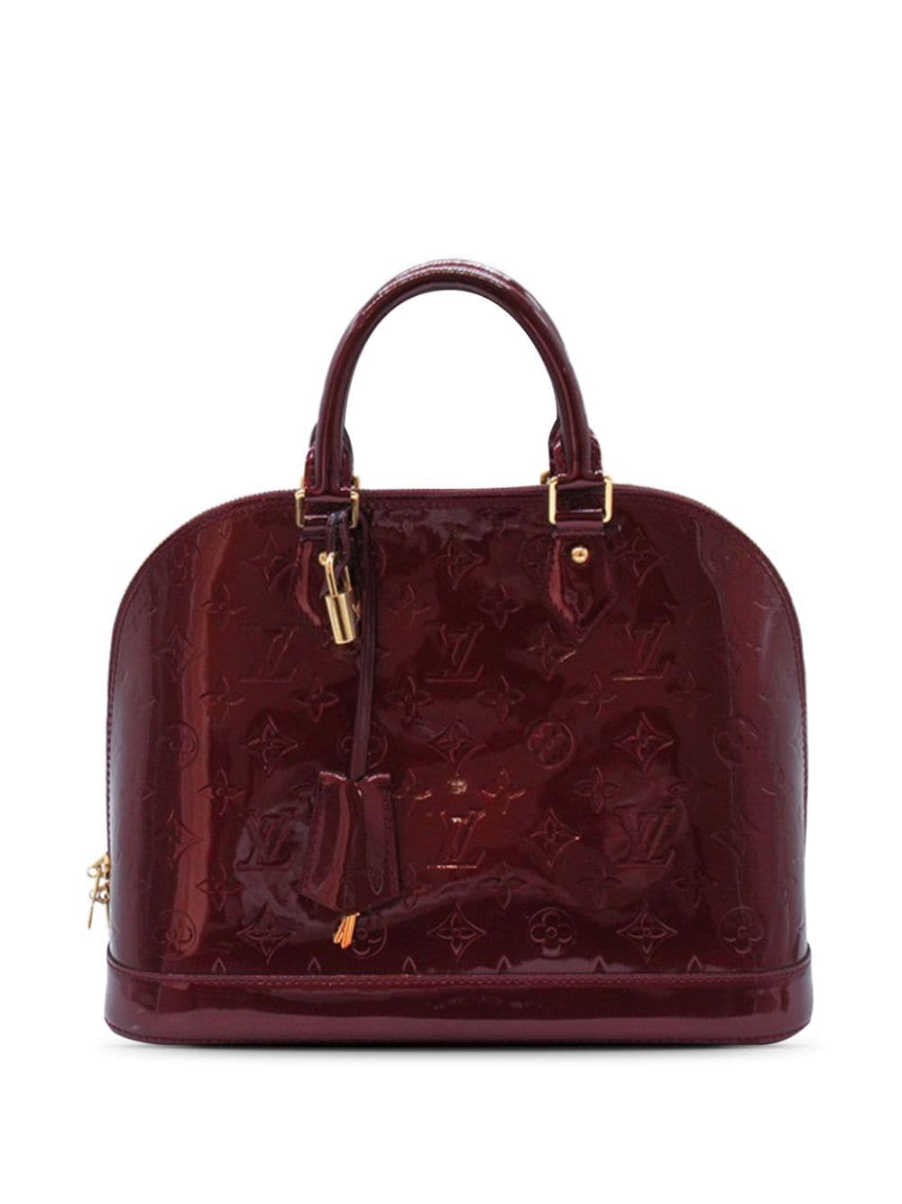 Pre-owned Louis Vuitton 2010 Monogram Vernis Alma Pm Handbag In Red