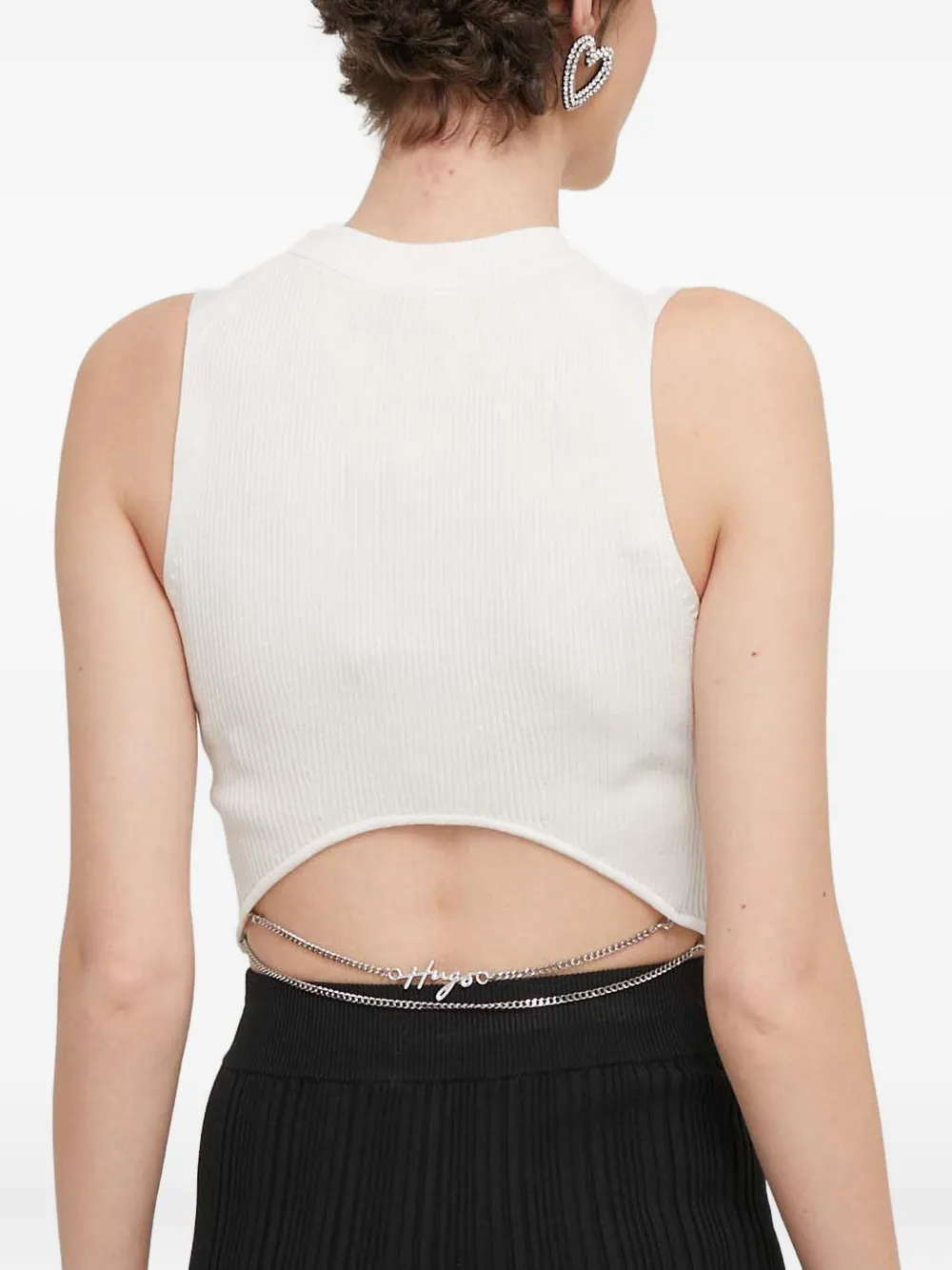 HUGO Ribgebreide top Beige