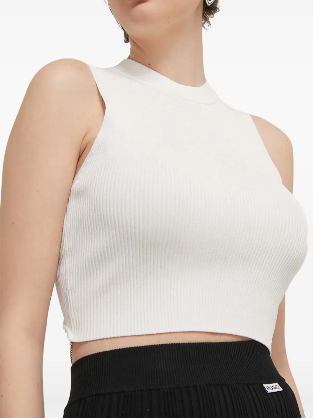 HUGO Ribgebreide top Beige