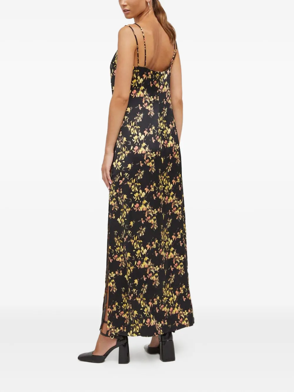 Hugo Boss Floral Slit Maxi Dress In Black