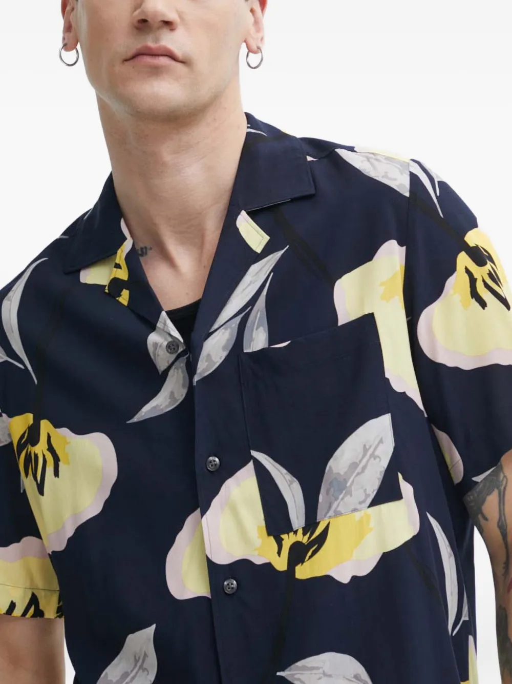 HUGO Overhemd met bloemenprint Blauw