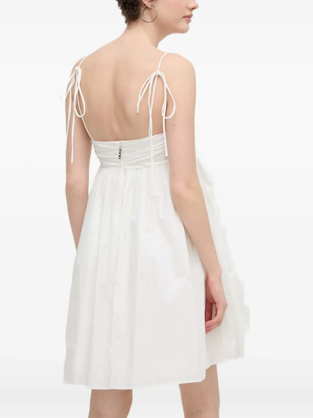 HUGO Gesmockte mini-jurk met gestrikt bandje Wit