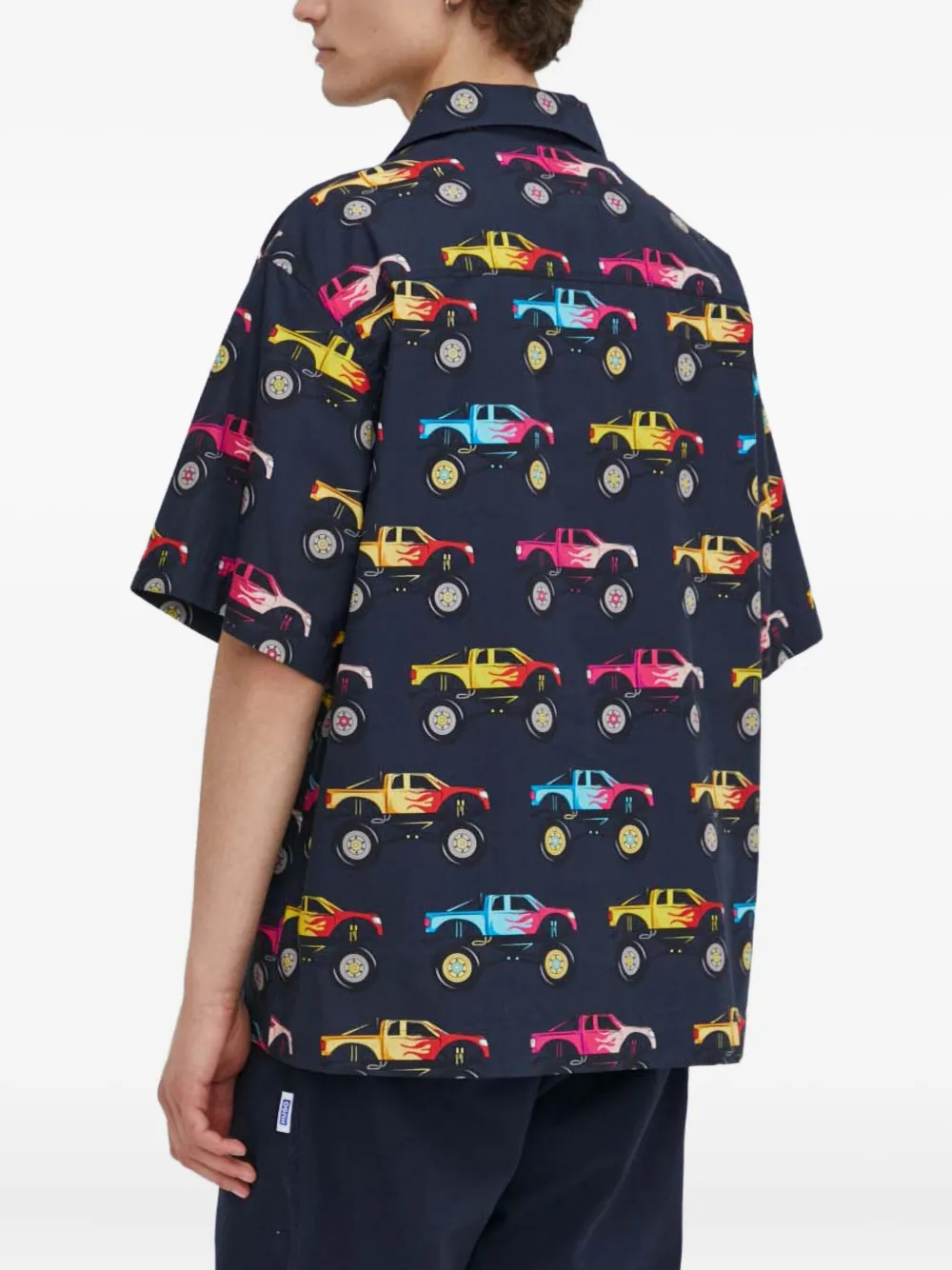 HUGO Overhemd met patroon en korte mouwen Zwart