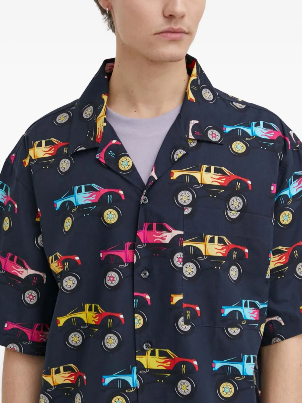 HUGO Overhemd met patroon en korte mouwen Zwart