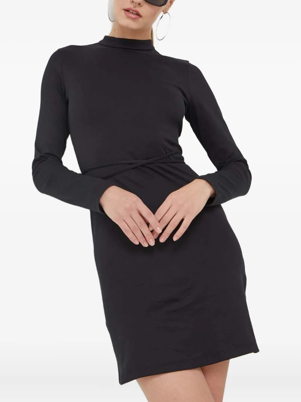 Hugo Boss Open-back Tie Mini Dress In Black