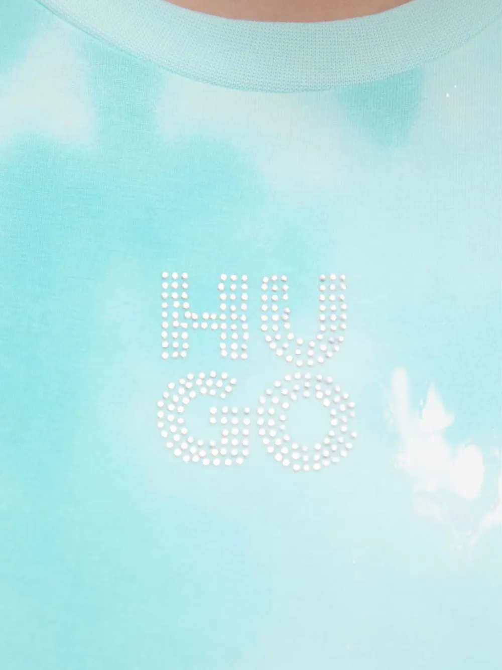 HUGO Mini-jurk met tie-dye logo - Blauw
