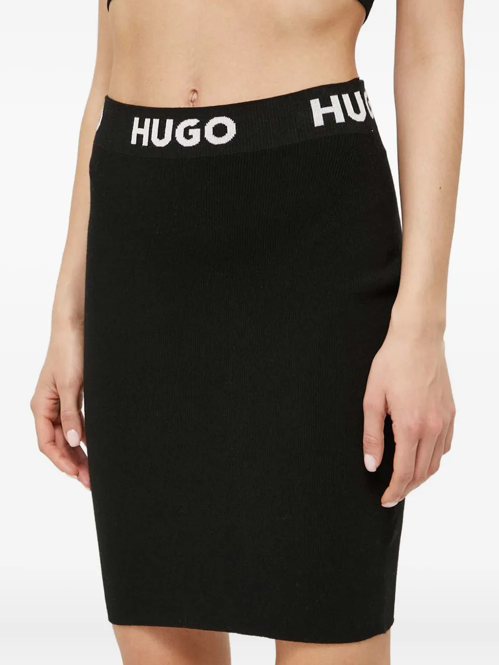Hugo Boss Logo-waistband Mini Skirt In Black