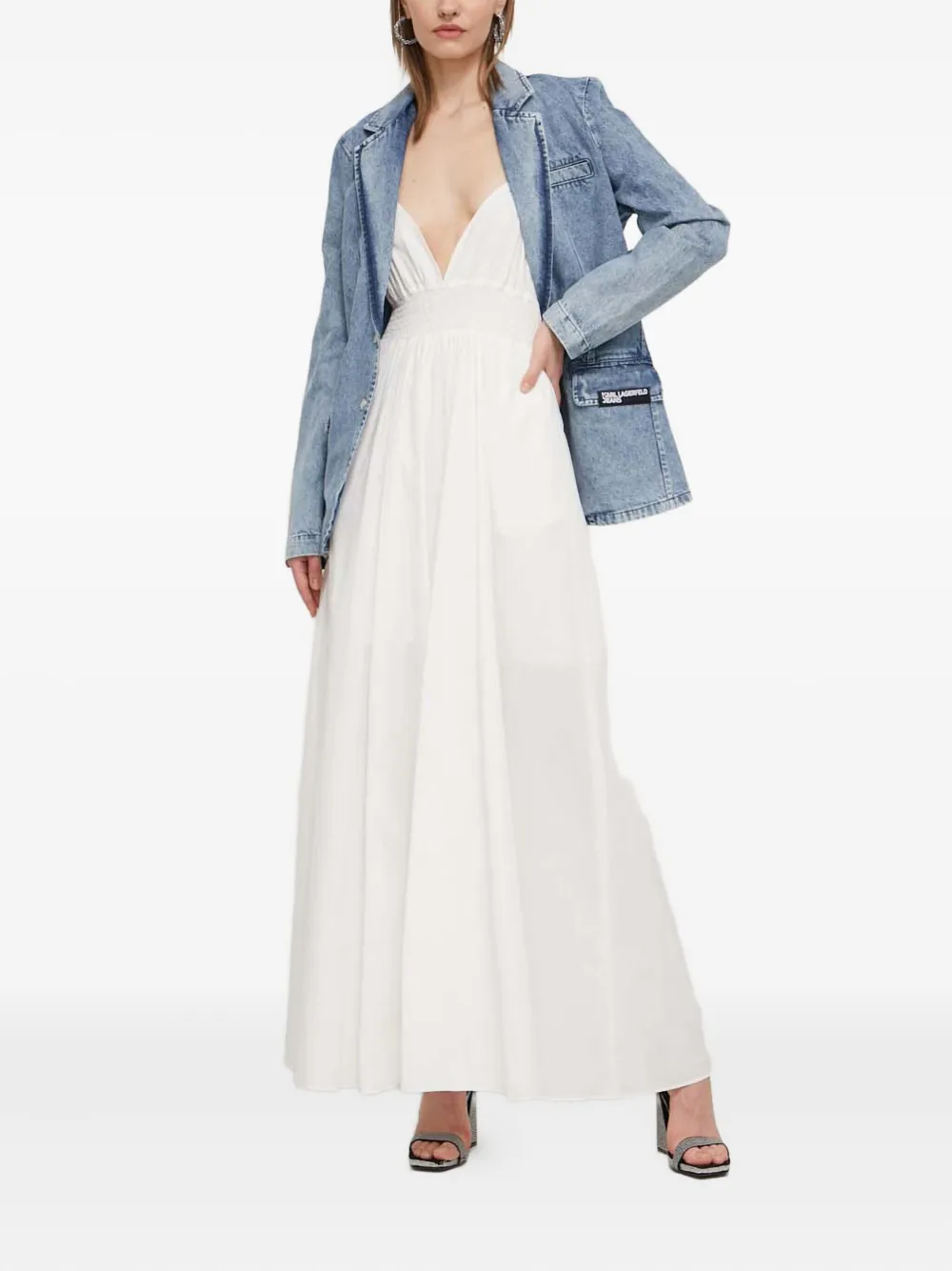 Hugo Boss Tie-strap Maxi Dress In White