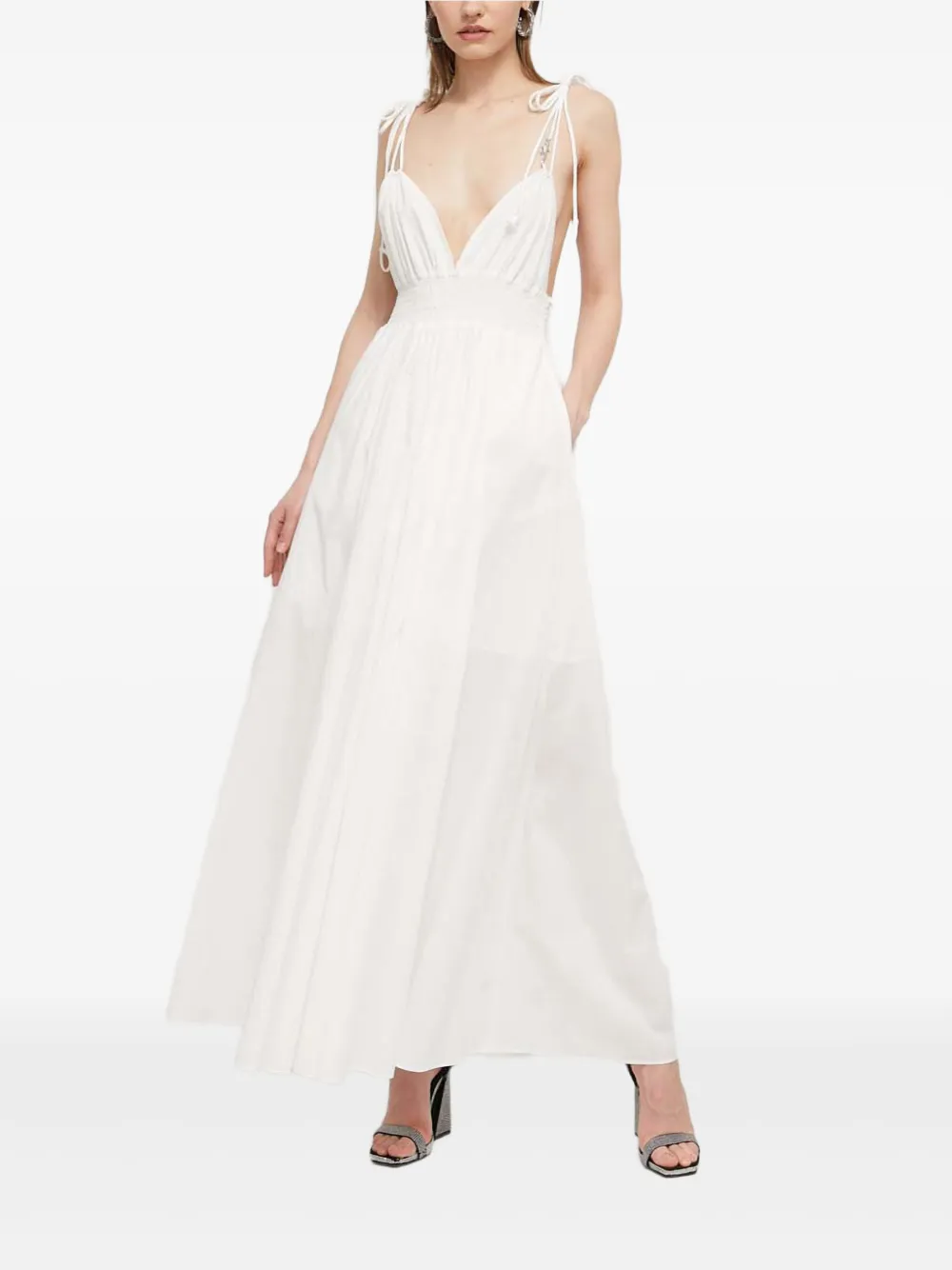 Hugo Boss Tie-strap Maxi Dress In White