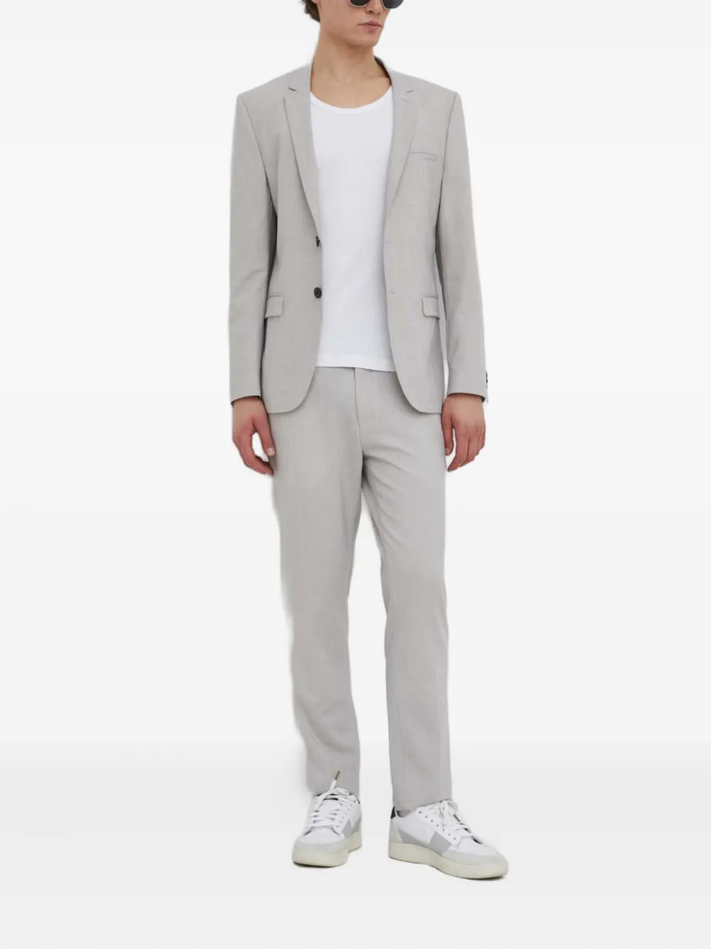 Hugo Boss Flap-pocket Suit In Gray