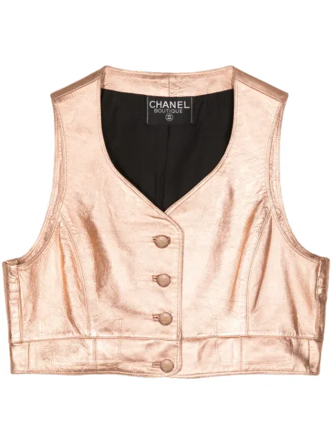 CHANEL Pre-Owned 1990s metallic leather vest