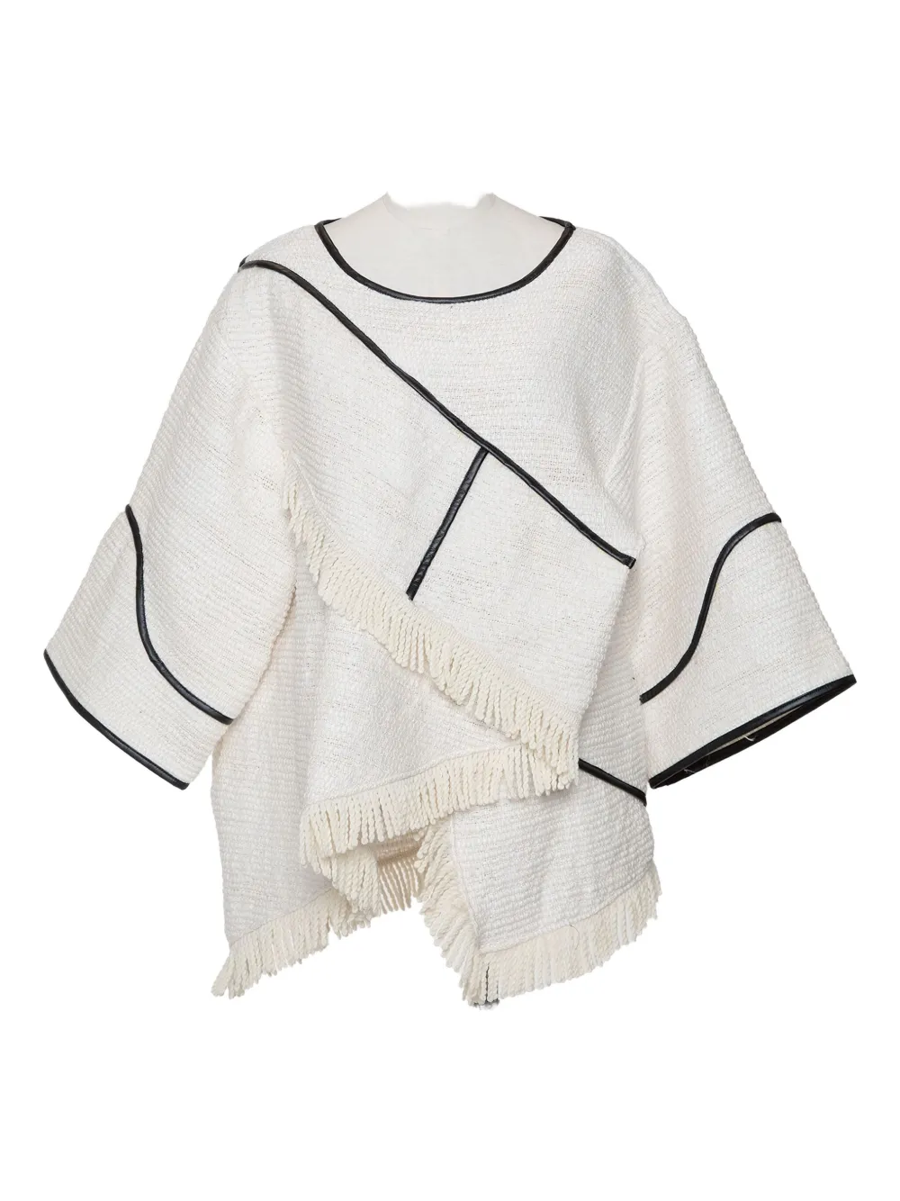 Muller Of Yoshiokubo Slow Fringed Panelled Top In Neutral