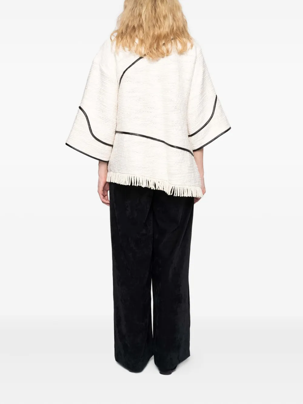 Muller Of Yoshiokubo Slow Fringed Panelled Top In Neutral