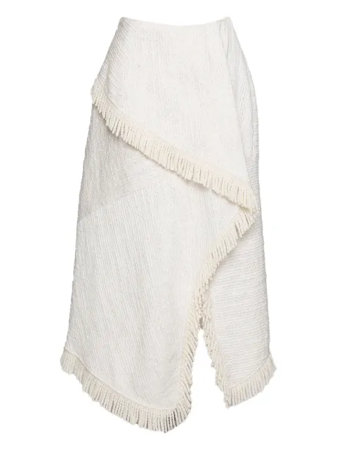 Muller Of Yoshiokubo Slow fringed asymmetric midi skirt