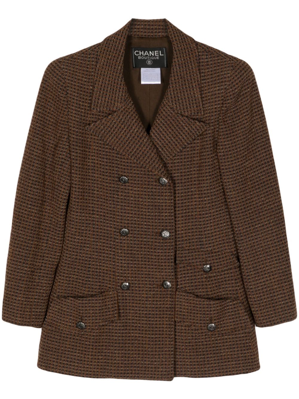 Pre-owned Chanel 1997 Cc-button Tweed Blazer In Brown