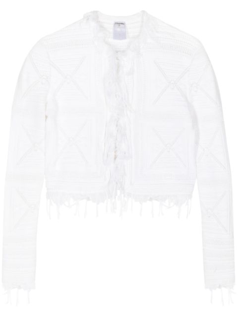 CHANEL 2005 pointelle-knit fringed cardigan Women