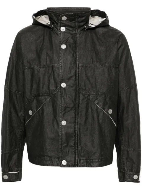 Stone Island logo-print hooded linen jacket