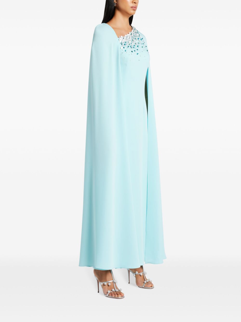 Shop Anatomi Milani Cape-design Dress In Blue